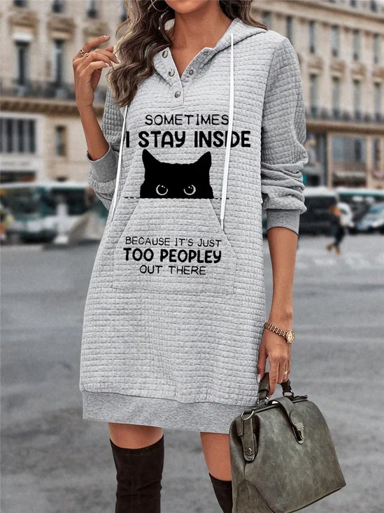 Femmes Floral Bleu Foncé Sweat-shirt à Capuche Confortable Boucle Robe Maxi Décontracté
