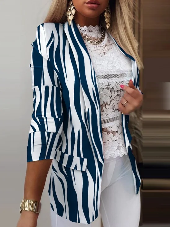 Manches Longues Régulier Géométrique Blazer pour Femmes