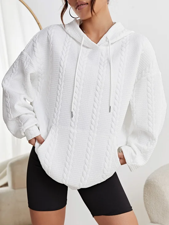 à Capuche Simple Plain Printemps / Automne Polyester Sweat-shirt à Capuche Aucune élasticité Ample Manches Longues Régulier pour Femmes
