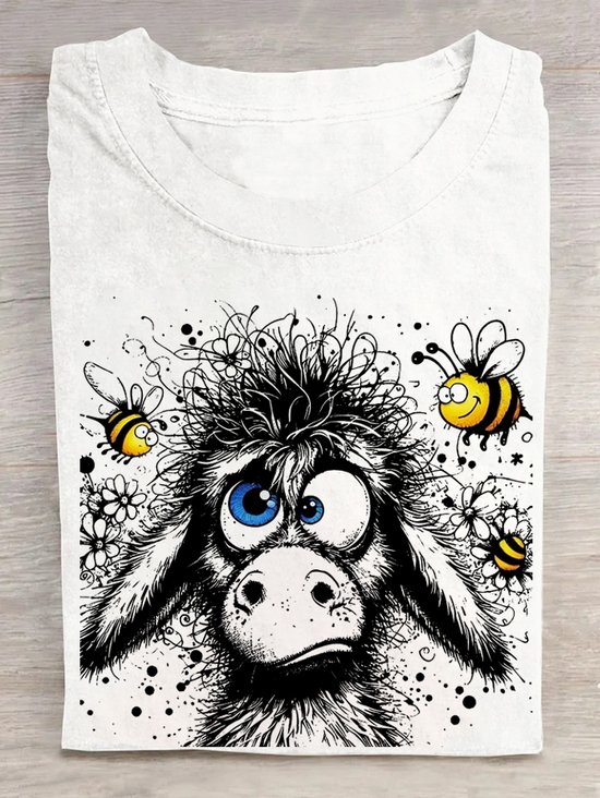 T-shirts Femmes Décontracté Imprimé d'Animal Été Ample Manches Courtes Droit Régulier Élasticité moyenne Oui