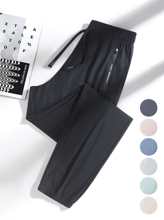 Pantalons Décontracté Plain Printemps / Automne Couture de poche Nylon Standard Droit Régulier Élasticité moyenne pour Femmes