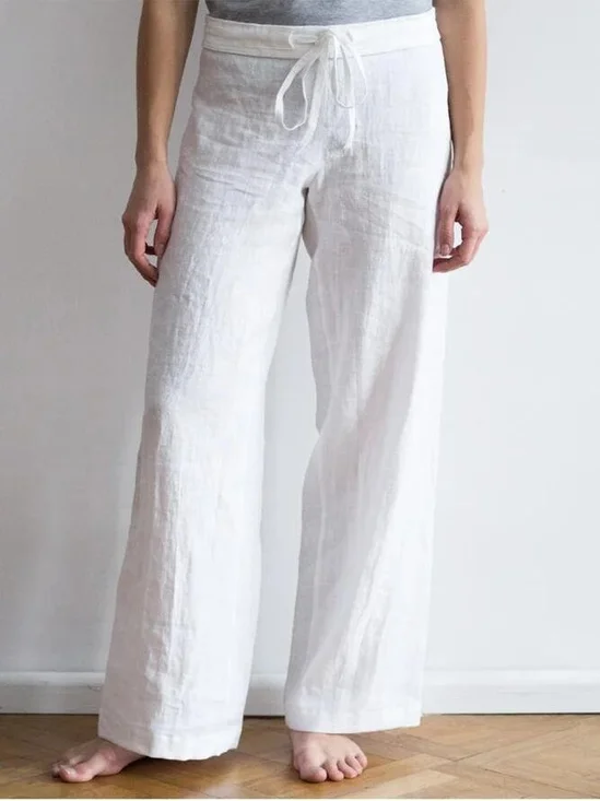 Pantalons Décontracté Plain Printemps / Automne Polyester Naturel Aucune élasticité Quotidien Long Droit pour Femmes