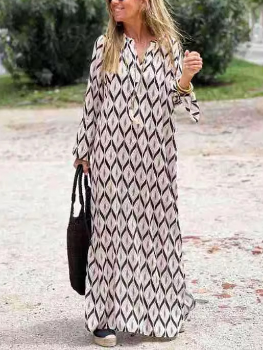 Femmes Rayé Kaki Sweat-shirt à Capuche Confortable Robe Maxi Décontracté