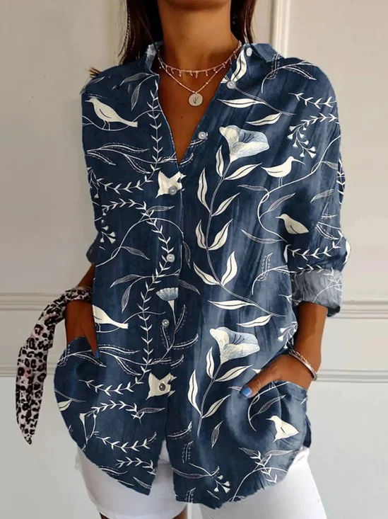 Chemises Décontracté Floral Été Polyester Aucune élasticité Faire la navette Manches Courtes Droit Régulier pour Femmes