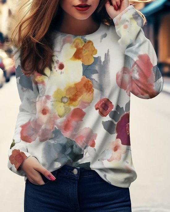 T-shirts Décontracté Papillon Printemps / Automne Ample Jersey Col Rond Régulier Droit Régulier pour Femmes