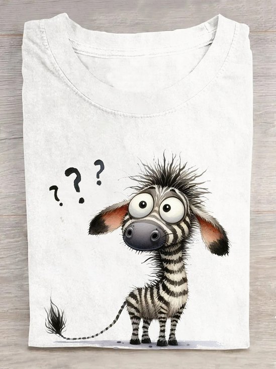 T-shirts Décontracté Été Zèbre Quotidien Ample Régulier Régulier Élasticité moyenne Oui pour Femmes