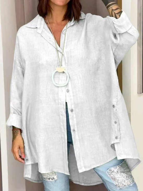 Chemises Décontracté Plain Printemps / Automne Aucune élasticité Quotidien Ample Manches Longues Mi-long Régulier pour Femmes