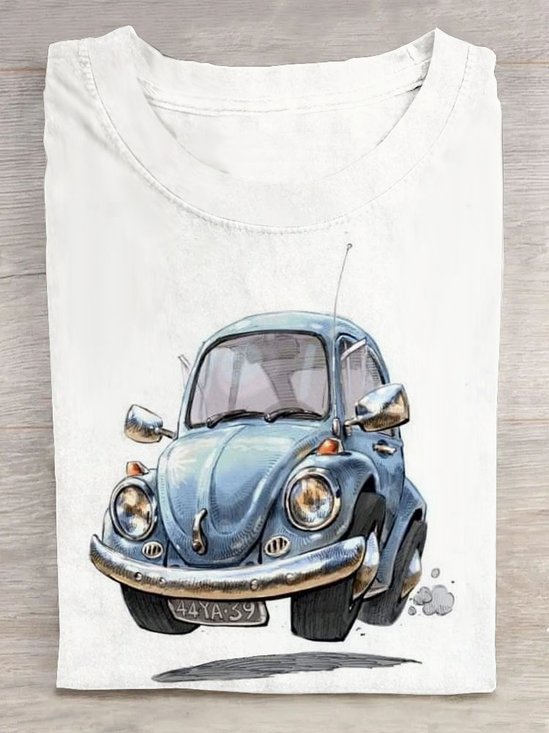 T-shirts Femmes Décontracté Été voiture Quotidien Ample Manches Courtes Droit Régulier Élasticité moyenne