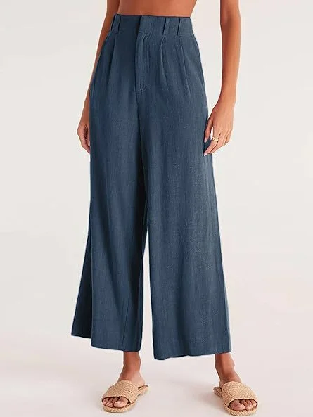 Pantalons Décontracté Plain Printemps / Automne Naturel Aucune élasticité Quotidien Ample Coton Et Lin Pantalon droit pour Femmes