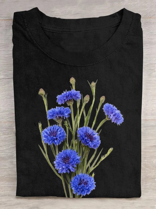 T-shirts Femmes Décontracté Floral Été Coton Quotidien Manches Courtes Régulier Élasticité moyenne Oui