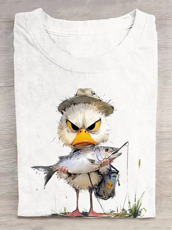 T-shirts Décontracté Été Poisson Coton Ample Manches Courtes Régulier Droit Oui pour Femmes