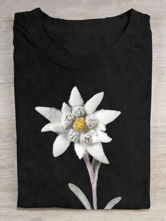 T-shirts Femmes Décontracté Floral Été Quotidien Ample Manches Courtes Col Rond Droit Oui