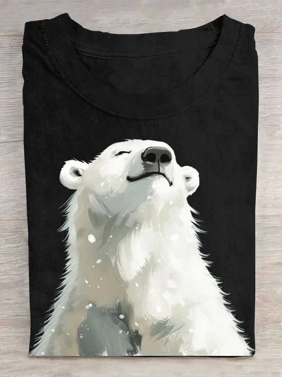 T-shirts Décontracté Imprimé d'Animal Été Coton Quotidien Ample Manches Courtes Régulier Élasticité moyenne pour Femmes