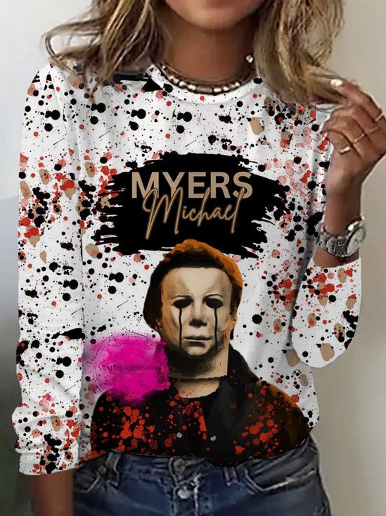 T-shirts Décontracté Printemps / Automne Imprimé de Lettre Motif Micro-élasticité Quotidien Manches Longues Régulier Droit Régulier pour Femmes
