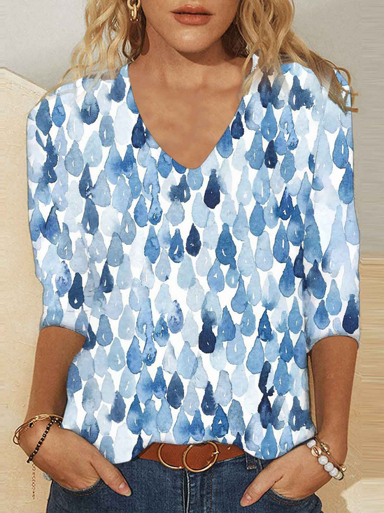 T-shirts Femmes Décontracté Abstrait Printemps / Automne Imprimé Quotidien Jersey Manches Longues Régulier Régulier