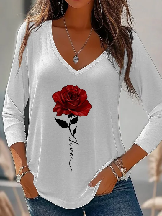 T-shirts Décontracté Floral Printemps / Automne Aucune élasticité Quotidien Standard Régulier Régulier T.-N.-L. pour Femmes