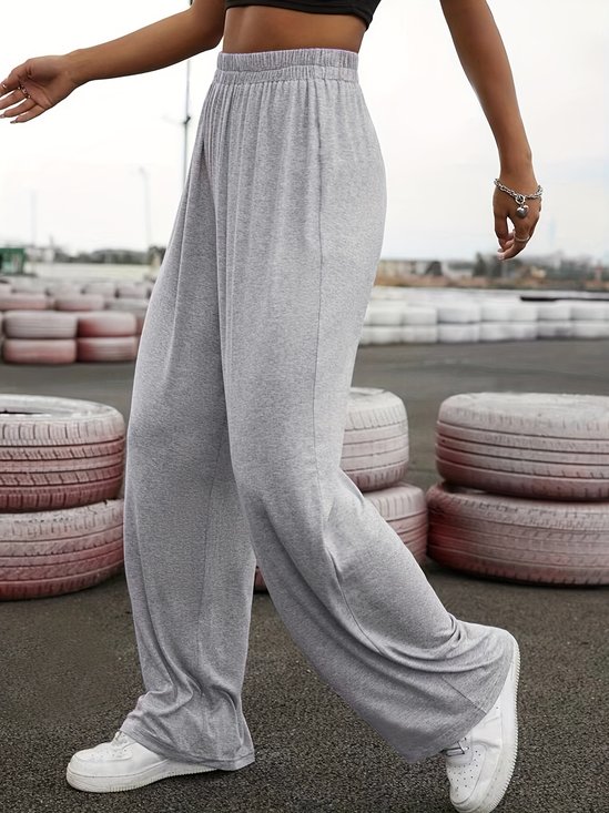 Pantalons Décontracté Plain Printemps / Automne à Haute Élasticité Quotidien Ample Jersey Long Régulier pour Femmes