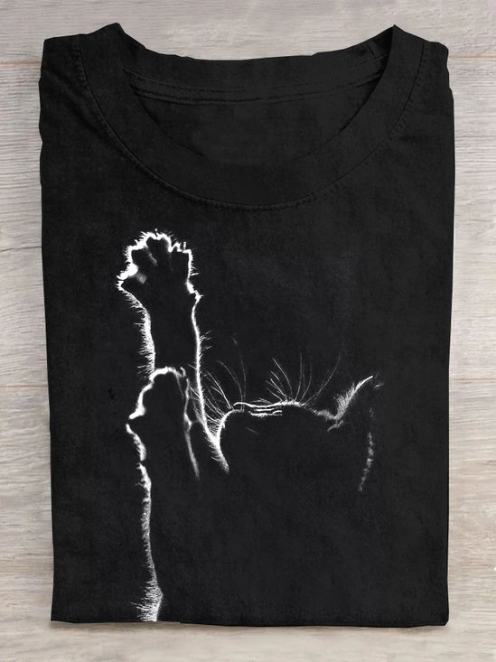 T-shirts Décontracté Été Chat Coton Ample Manches Courtes Régulier Élasticité moyenne Oui pour Femmes