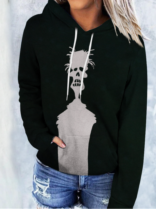 Sweat-shirts Femmes Décontracté Printemps / Automne Toussaint Polyester Sweat-shirt à Capuche Ample Toussaint Manches Longues Régulier