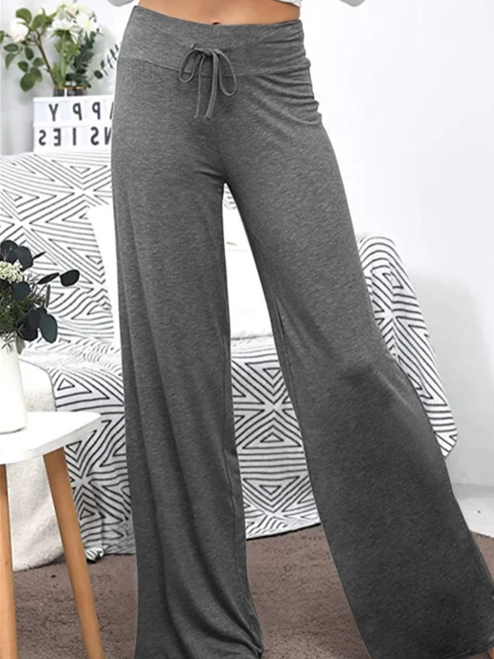 Pantalons Décontracté Plain Printemps / Automne Ample Jersey Pantalons à Jambe Large Long Droit Régulier pour Femmes