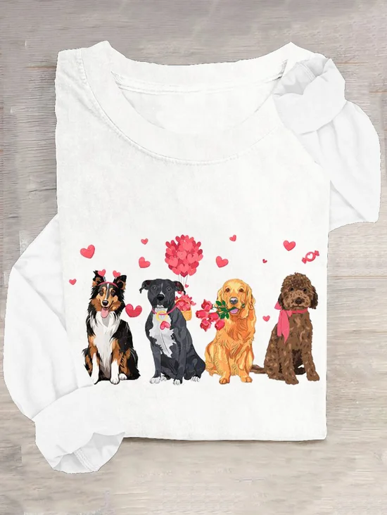 T-shirts Femmes Décontracté Printemps / Automne Coeur/cordé Quotidien Ample Col Rond Droit Régulier Oui