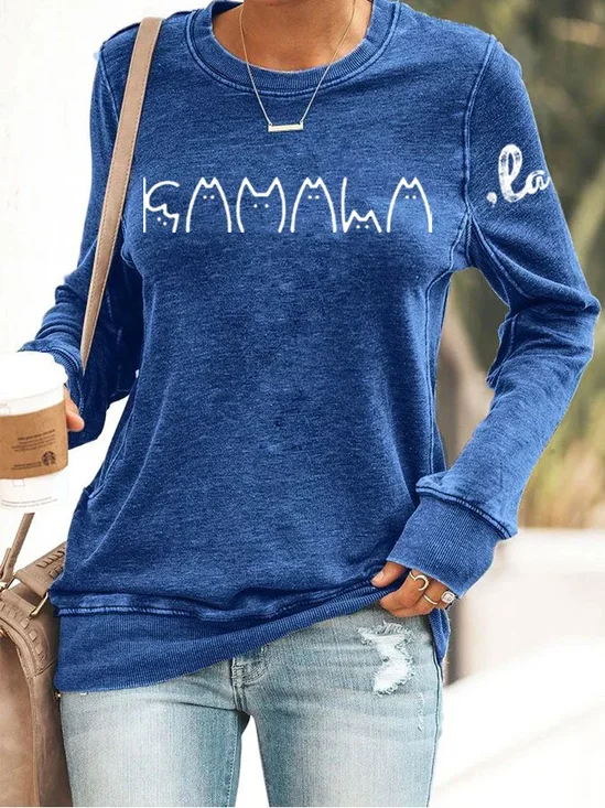 Sweat-shirts Décontracté Printemps / Automne Lettres de texte Micro-élasticité Coupe Régulière Manches Longues Col Rond Régulier Droit pour Femmes