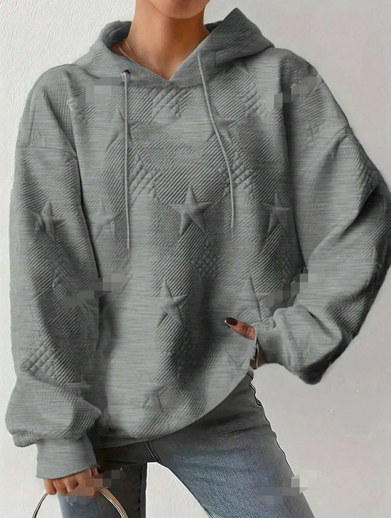 Sweat-shirts Décontracté Printemps / Automne Motif d'Étoile Zip Sweat-shirt à Capuche Micro-élasticité Quotidien Régulier Régulier pour Femmes