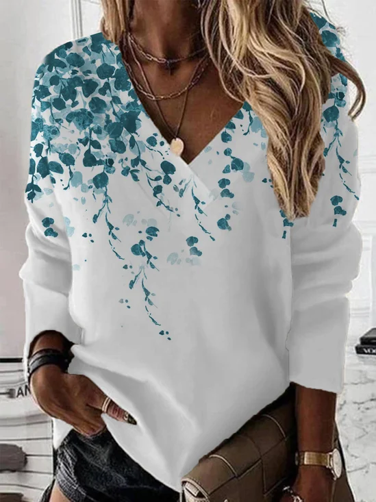 Sweat-shirts Femmes Décontracté Printemps / Automne Feuille Quotidien Ample Meilleure vente Manches Longues Régulier Droit