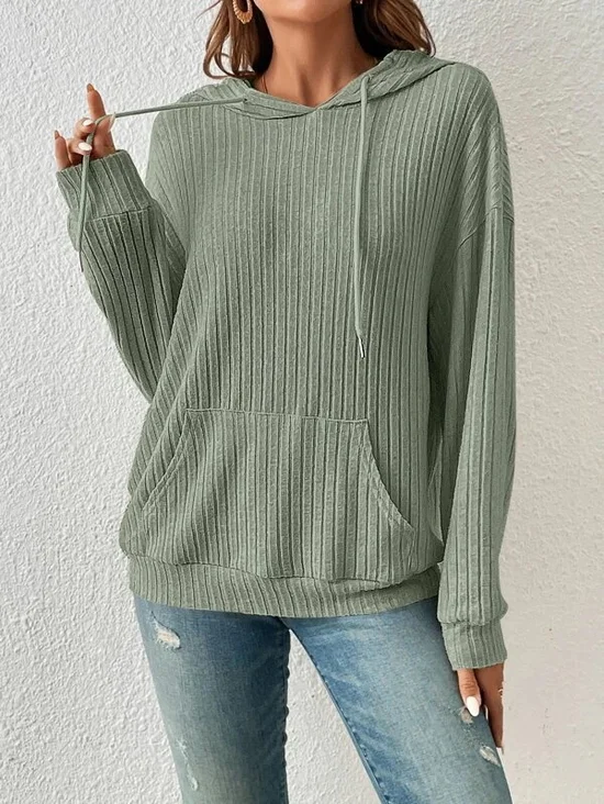 Sweat-shirts Rayé Décontracté Printemps / Automne Polyester Sweat-shirt à Capuche Micro-élasticité Ample Manches Longues Régulier pour Femmes