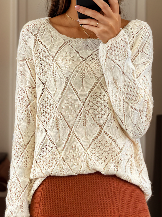 Pulls Décontracté Plain Printemps / Automne Quotidien Laine/Tricot Régulier Droit Régulier Non pour Femmes