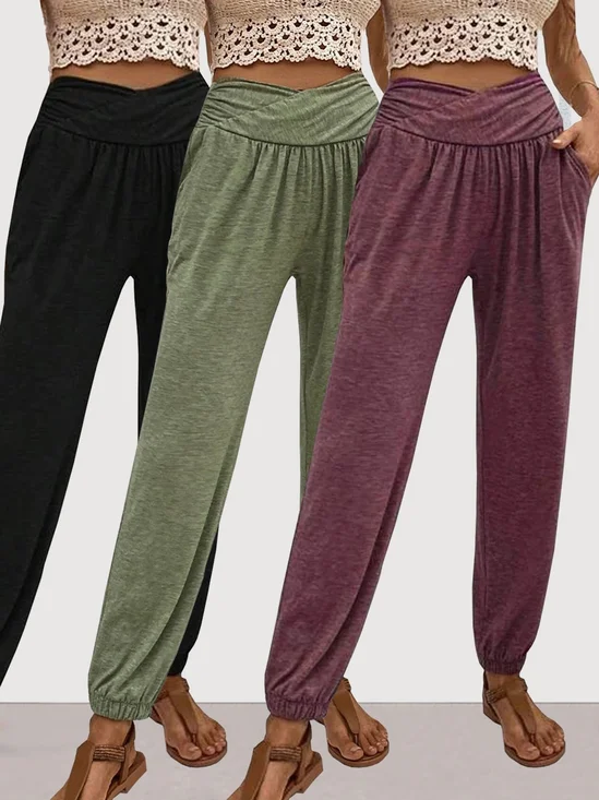 Pantalons Femmes Décontracté Plain Printemps / Automne Naturel Quotidien Ample Long Régulier Élasticité moyenne