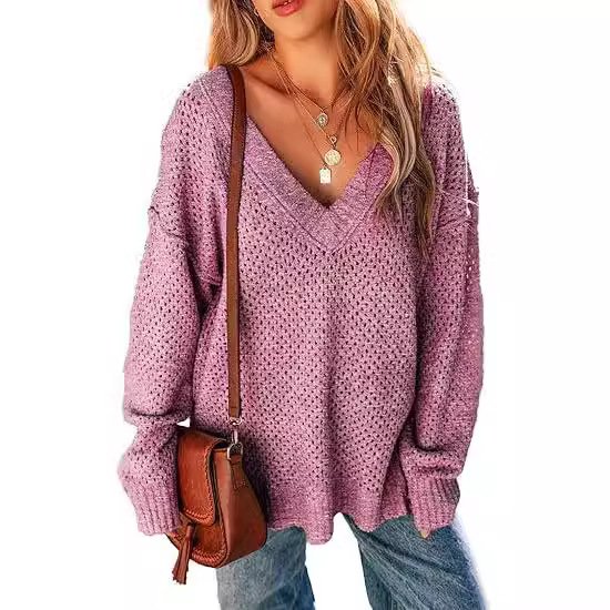 Pulls Décontracté Plain Printemps / Automne Naturel Quotidien Ample Manches Longues Laine/Tricot Non pour Femmes
