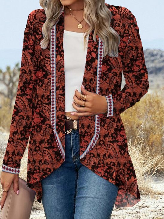 Élasticité moyenne Manches Longues Régulier Floral Kimono pour Femmes