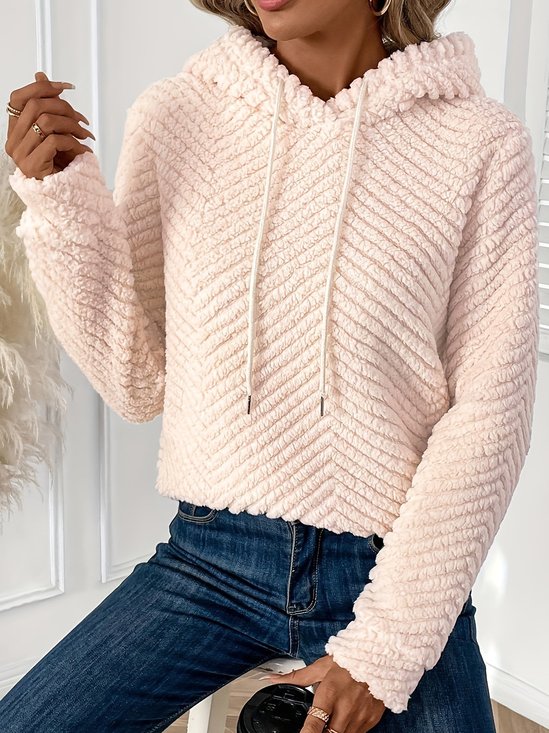 à Capuche Décontracté Plain Printemps / Automne Sweat-shirt à Capuche Micro-élasticité Quotidien Ample Tissu pelucheux/polaire granuleux Régulier pour Femmes