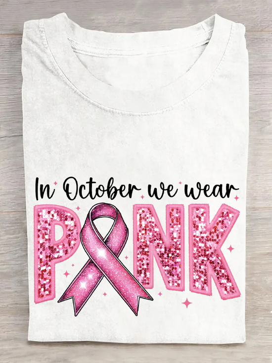 T-shirts Décontracté Été Lettres de texte Coton Ample Manches Courtes Col Rond Régulier Droit pour Femmes