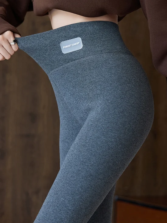 Pantalons De Yoga Décontracté Plain Printemps / Automne Polyester Naturel à Haute Élasticité Serré Legging en Toison pour Femmes