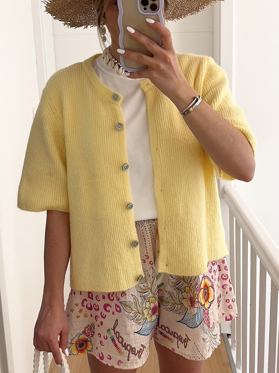 Cardigans Décontracté Plain Hiver Dentelle Manches Longues Laine/Tricot Régulier Épaissi Élasticité moyenne pour Femmes