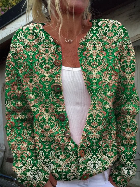 Cardigans Décontracté Printemps / Automne impression en 3D Polyester Boutonné Quotidien Régulier Jour de Thanksgiving Droit pour Femmes