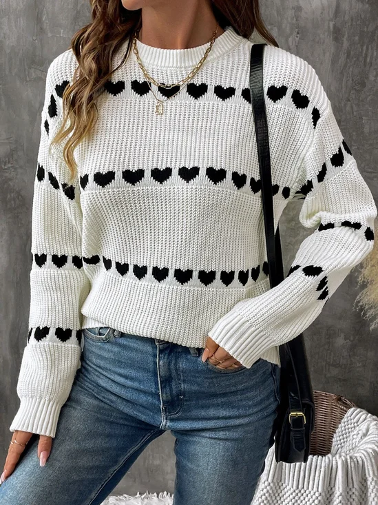 Pulls Femmes Décontracté Hiver Coeur/cordé Naturel Quotidien Ample Fil/fil de laine Régulier Droit
