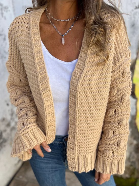 Cardigans Femmes Décontracté Plain Hiver Quotidien Ample Manches Longues Fil/fil de laine Droit Élasticité moyenne