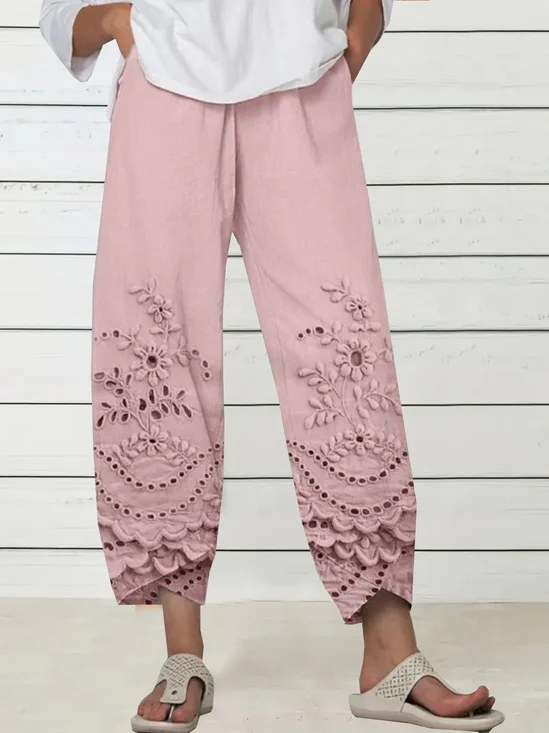 Pantalons Femmes Décontracté Floral Printemps / Automne Polyester Aucune élasticité Ample Taille Élastique Pantalon droit Poche Couture