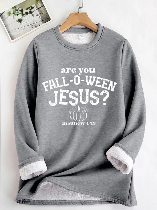 Sweat-shirts Femmes Décontracté Hiver Jésus Copie Quotidien Ample Jour de Thanksgiving Manches Longues en Mélangé de Coton en Toison