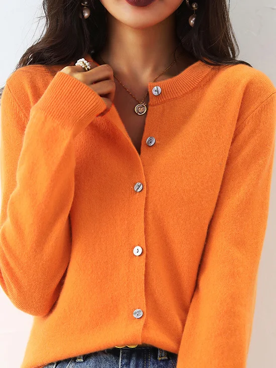 Cardigans Femmes Décontracté Plain Printemps / Automne Quotidien Manches Longues Col Rond Régulier Droit Régulier