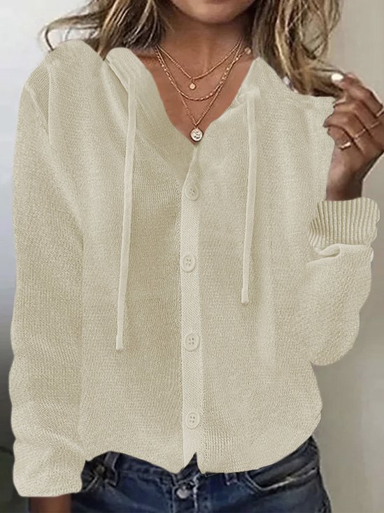Cardigans Décontracté Plain Printemps / Automne Sweat-shirt à Capuche Quotidien Manches Longues Boucle Régulier Élasticité moyenne pour Femmes