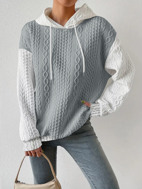 Sweat-shirts Femmes Décontracté Bloc de Couleur Printemps / Automne Polyester Sweat-shirt à Capuche Quotidien Ample Manches Longues Droit
