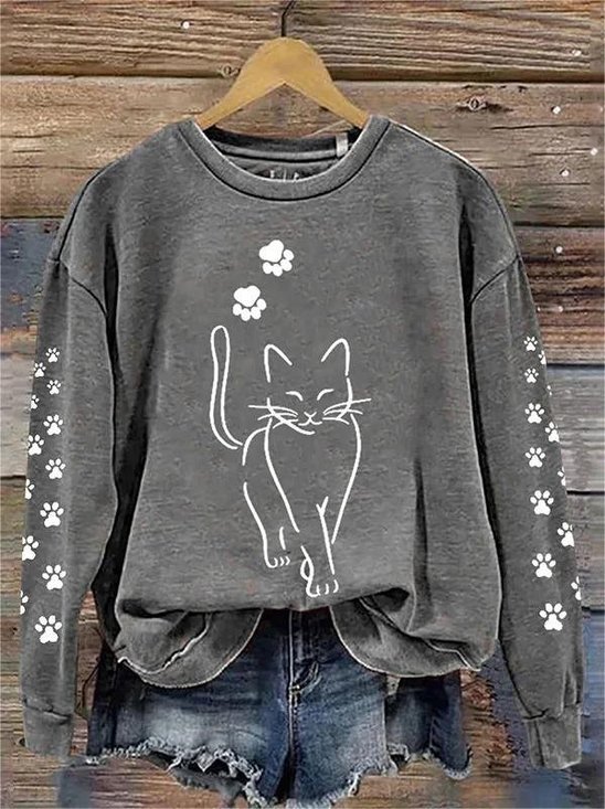 Sweat-shirts Femmes Rayé Décontracté Printemps / Automne Coton Micro-élasticité Vacances Ample Manches Longues Col Rond