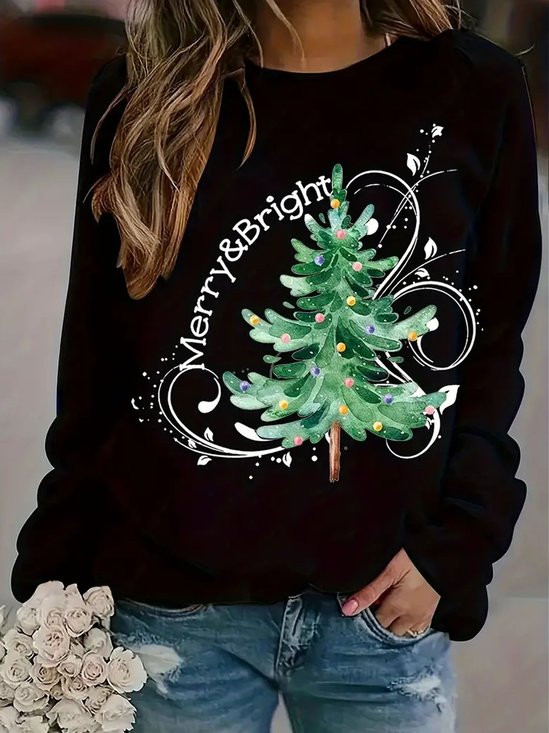 Sweat-shirts Décontracté Printemps / Automne Sapin de Noël Quotidien Noël Manches Longues Col Rond Régulier Régulier pour Femmes