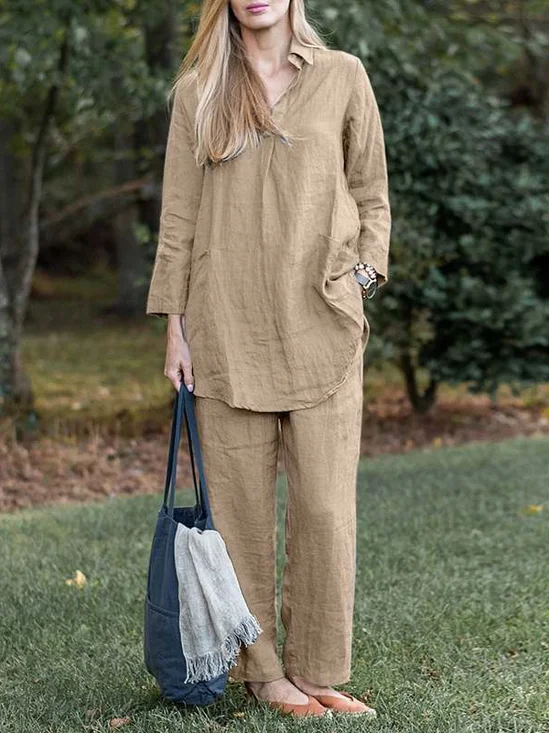 Deux Pièces Ensembles Femmes Décontracté Plain Printemps / Automne Polyester Micro-élasticité Quotidien Ample Top Avec Pantalons Régulier