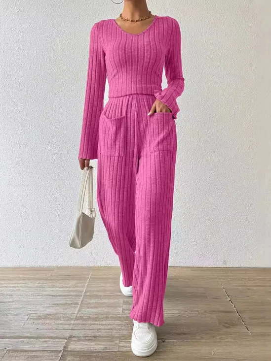 Deux Pièces Ensembles Décontracté Plain Printemps / Automne Zip Quotidien Ample Jersey Manches Longues Top Avec Pantalons pour Femmes