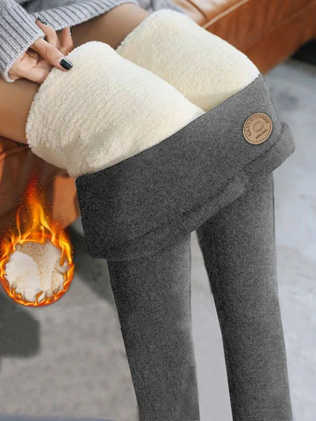 Pantalons De Yoga Femmes Décontracté Plain Hiver Naturel à Haute Élasticité Serré Long Collant en Toison